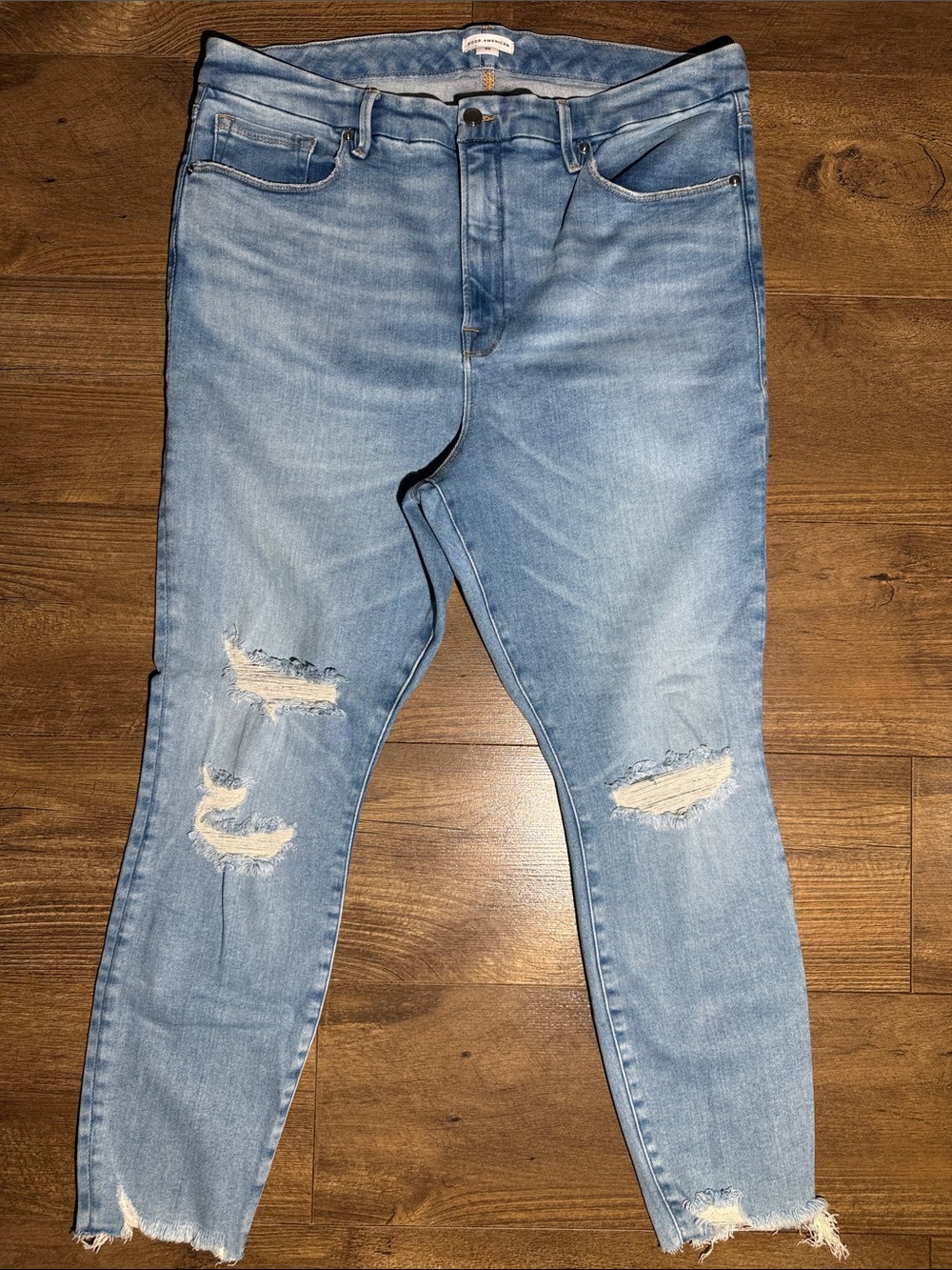 Women's Light Blue Distressed Skinny Jeans - Size 22W